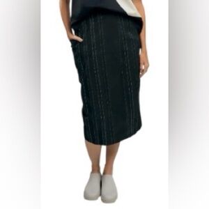 NWT Alembika Urban “Kate” Topstitched Architectural Black Trails Skirt